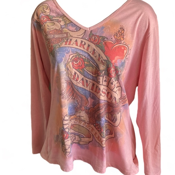 Harley-Davidson Tops - Y2K Harley Davidson Ed Hardy Style Longsleeve Shirt